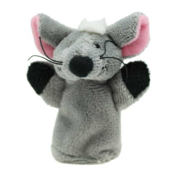 Kid's Plush Animal Finger Puppet: Gray Mouse - By Ganz