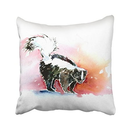 Pink And White Cushions WinHome Watercolor Cute Black And White Skunk Pink Decorative Pillowcases With Hidden Zipper Decor Cushion Covers Two Sides 20x20 inches ()
