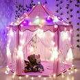 thumbnail image 4 of CuteKing Princess Castle Kids Play Tent Children Large Playhouse with LED Small Star Lights Pink, 4 of 5