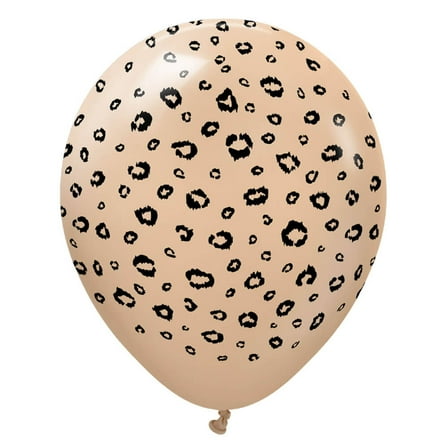 12 inch Kalisan Safari Leopard - Desert Sand W/ Black Ink Latex Balloons (25 Pack) - Party Supplies Decorations