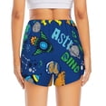thumbnail image 4 of Uemuo Dinosaur In Space Pattern Women's Athletic Shorts High Waisted Running Shorts with Liner Pockets Gym Elastic Workout Shorts-Large, 4 of 9