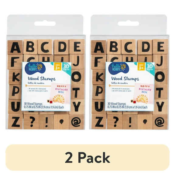 (2 pack) Hello Hobby Wooden Stamps & Stamp Sets (30 Stamps)