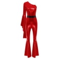 thumbnail image 3 of iiniim Justaucorps de Danse Disco des Années 70 pour Femmes, Bas Évasés, Combinaison Métallique Funky Rouge m, 3 of 5