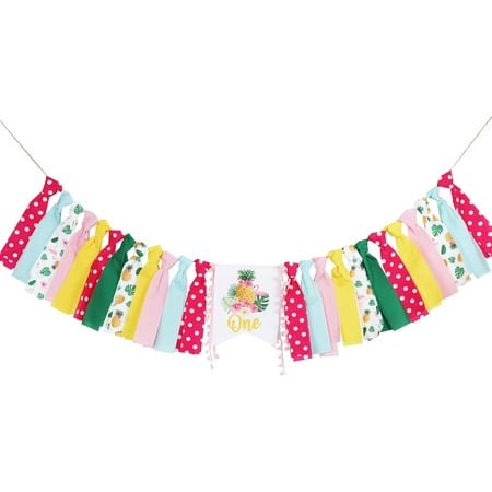 Tropical 1st Birthday Party Decoration Tropical High Chair Banner Pineapple Flamingo Party Decor Aloha To One Party Hawaiian Aloha Party Jungle Safari 1st Birthday Decor for Girl Birthday
