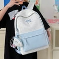 thumbnail image 3 of Bow Embroidery School Backpack, Star Print Backpack with Mini Pendant Bag, Lightweight Loptop Backpack for Travel Shopping (Blue), 3 of 7