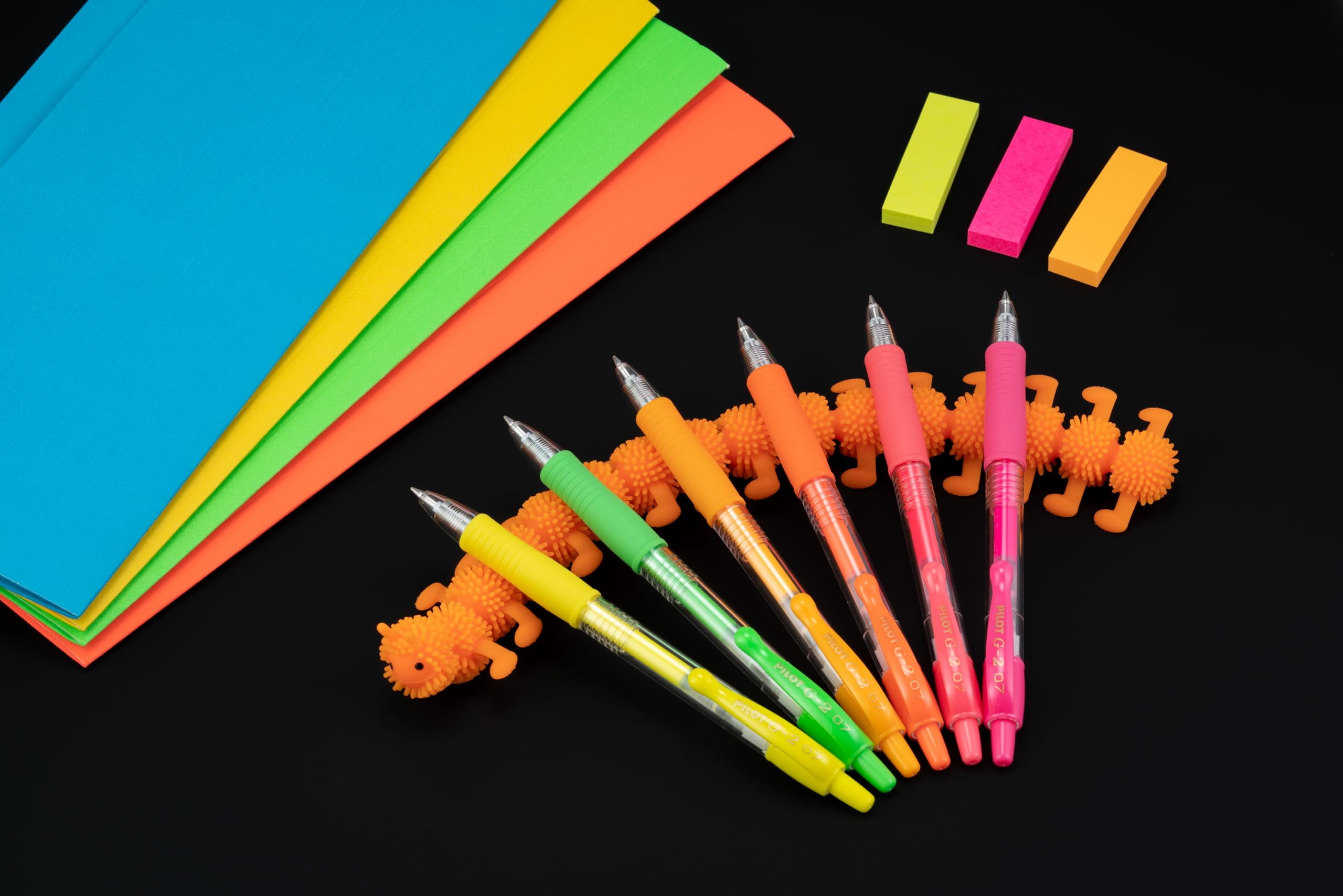 Pilot, G2 Premium Gel Roller Pens, Fine Point 0.7 mm, Assorted Neon Colors & Black, Tub of 36