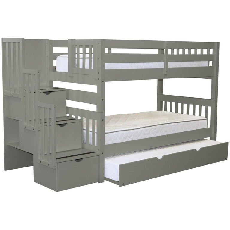 Bedz king stairway bunk beds twin over twin with 2024 3 drawers in the steps and a twin trundle