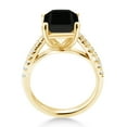 thumbnail image 4 of Gem Stone King 18K Yellow Gold Plated Silver Black Onyx and White Created Sapphire Ring for Women (3.39 Cttw, Gemstone Birthstone, Available in Size 5, 6, 7, 8, 9), 4 of 7
