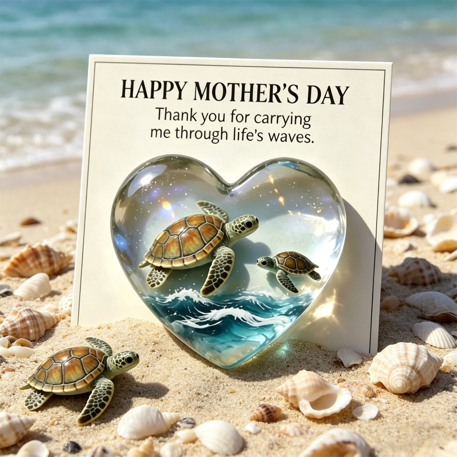10Pcs Mothers Day Gift Card Holder, Fufafayo Mother's Day Gift Card Holder, Themed Pocket Gift Card Decoration, Sea Turtle Greeting Card Envelope for Birthday Wedding Celebration, Cute Gift Card