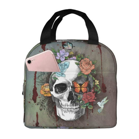 sugar skull Lunch Box for Women Men Insulated Lunch Bag Women Cute Lunch Bags for Women Adults Cooler Tote Bag for Work Picnic Gifts
