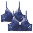 thumbnail image 1 of Puntoco Sujetadores sin aros para mujer, 2 piezas, con estampado de leopardo, hebillas delanteras, ropa interior, sujetador sin cierre de acero, 1 of 2