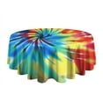 thumbnail image 5 of Colorful Rainbow Tie Dye Spiral Pattern Round Tablecloth 60"x60",Wrinkle Wipeable Table Cloth for Kitchen Dining Room Picnic Patio Party, 5 of 6