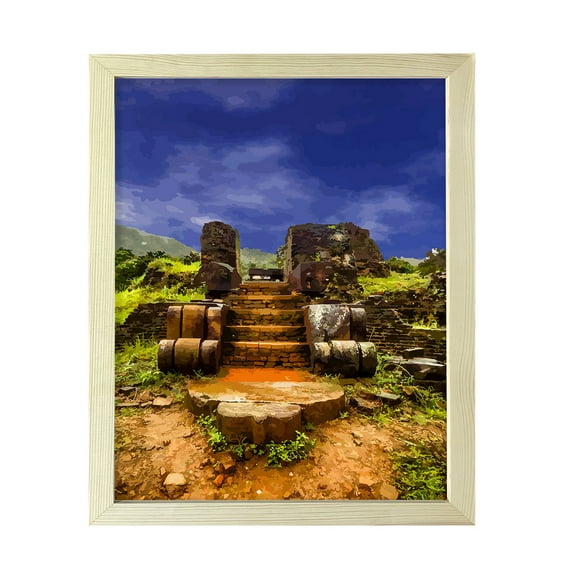 Designs ByLITA Sunset Ancient Footsteps, 8 x 10 Wooden Wall Print (Framed) | Old Masterpieces | Stylish Modern Decoration For The Home and Office