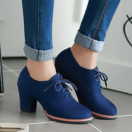 

Gubotare Combat Boots Womens Women s Ankle Boots Chunky Stacked Heel Zipper Booties Blue 8