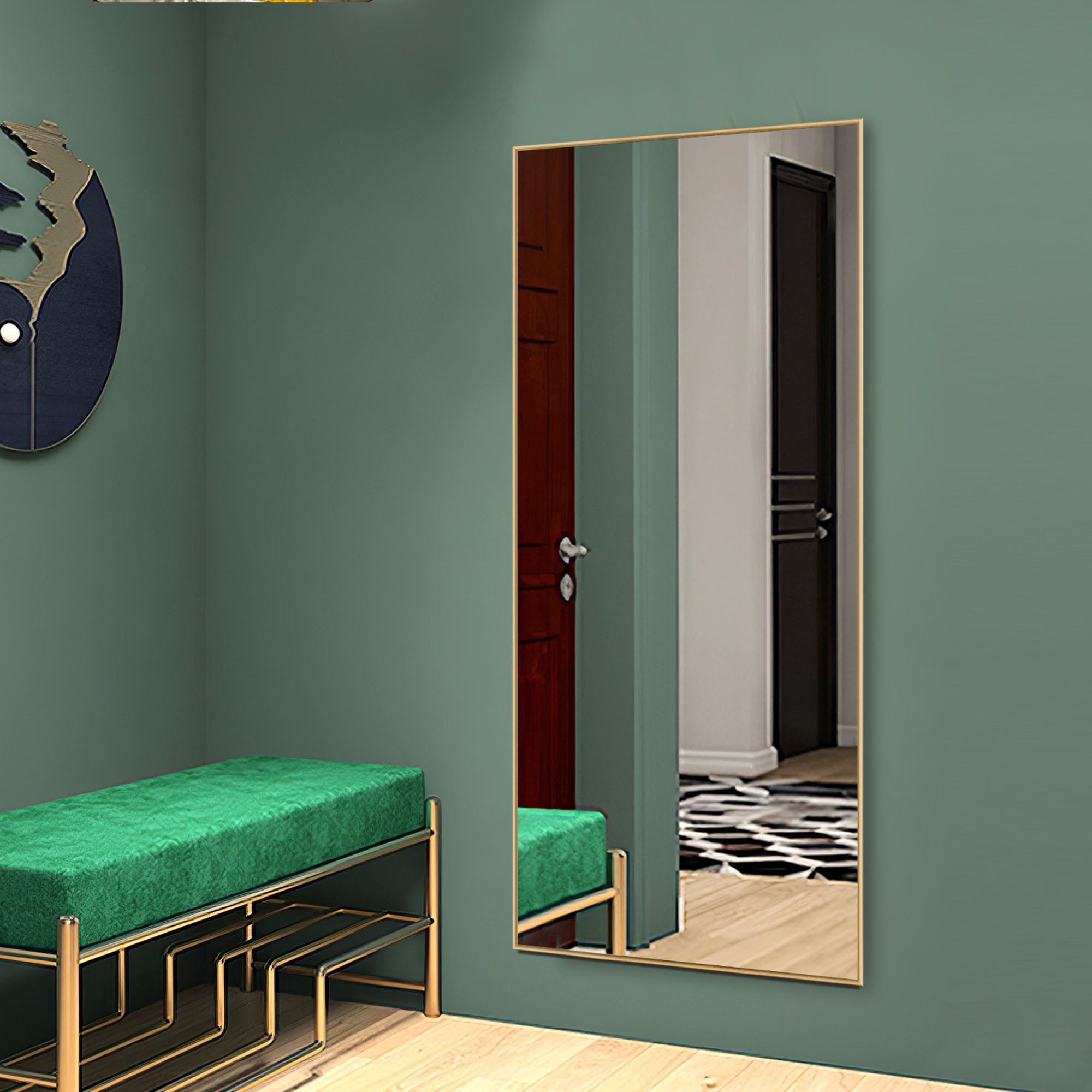 21 in x 47 in Gold Modern Full Length Mirror