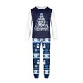 thumbnail image 5 of Family Christmas Pajamas Matching Sets, Merry Christmas Tree Text Print Navy Tops with Fair Isle Snowman Pants, Long-Sleeve Loungewear Sleepwear for Couples, Women, Men, Kids and Baby, 5 of 6