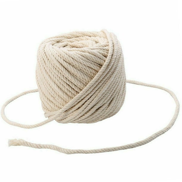Inteprter Cuerda de macramé de 3mm, 4mm, 5mm, 6mm, cordón trenzado de algodón para cuerda Beige Natural hecha a mano, accesorios de boda para el hogar Artesanía 2 uds 6mm * 50M Inteprter HA001999-08