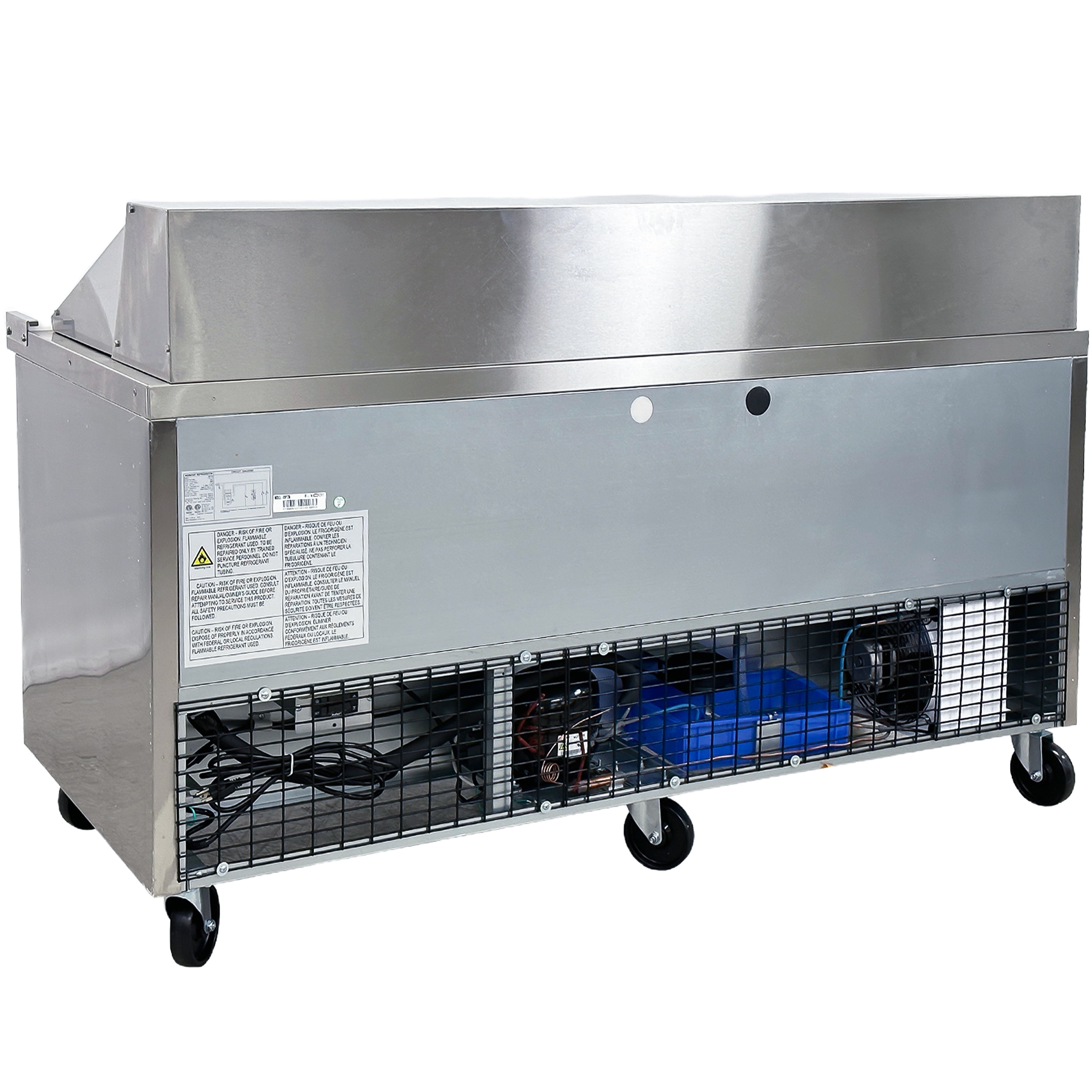73 in. Food Prep Table Refrigerator, 3 Stainless Steel Doors, 20.3 Cu.Ft., Stainless Steel, NSF Certified