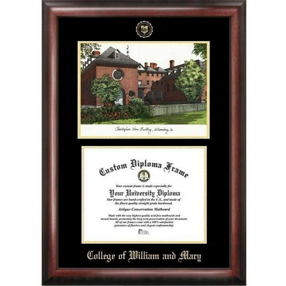 College of William and Mary 10 x 13 Gold Embossed Diploma Frame with Campus Images Lithograph