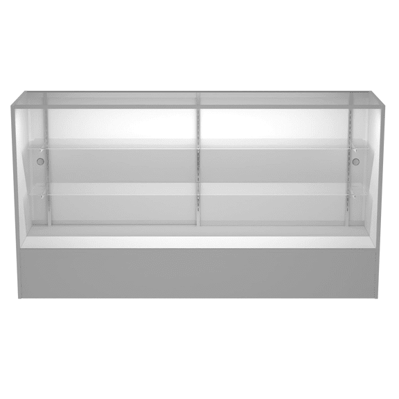 70" W x 38" H x 18" D - full vision display showcase, White Wooden Frame with LED