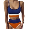 thumbnail image 2 of Cheers US Women's High Waisted Bikini Cut Out Sports Crop Top Color Block Swimsuit, 2 of 7
