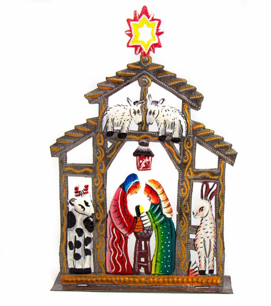 Christmas Table Top Barn Nativity Scene