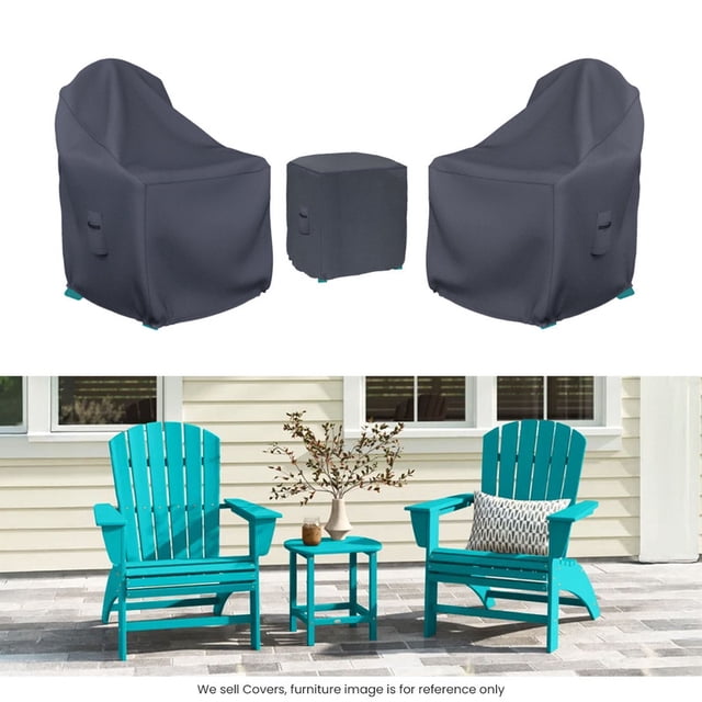Covers & all 3-Piece Patio Conversation Set Covers for Nautical Curveback Adirondack Set, Water-Repellent UV-Resistant Polyester