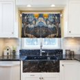 thumbnail image 5 of Yayeee Kitchen Curtains Light Filtering 27"x24" Rod Pocket Short Cafe Window Panel, Swirling Starry Sky, 5 of 7