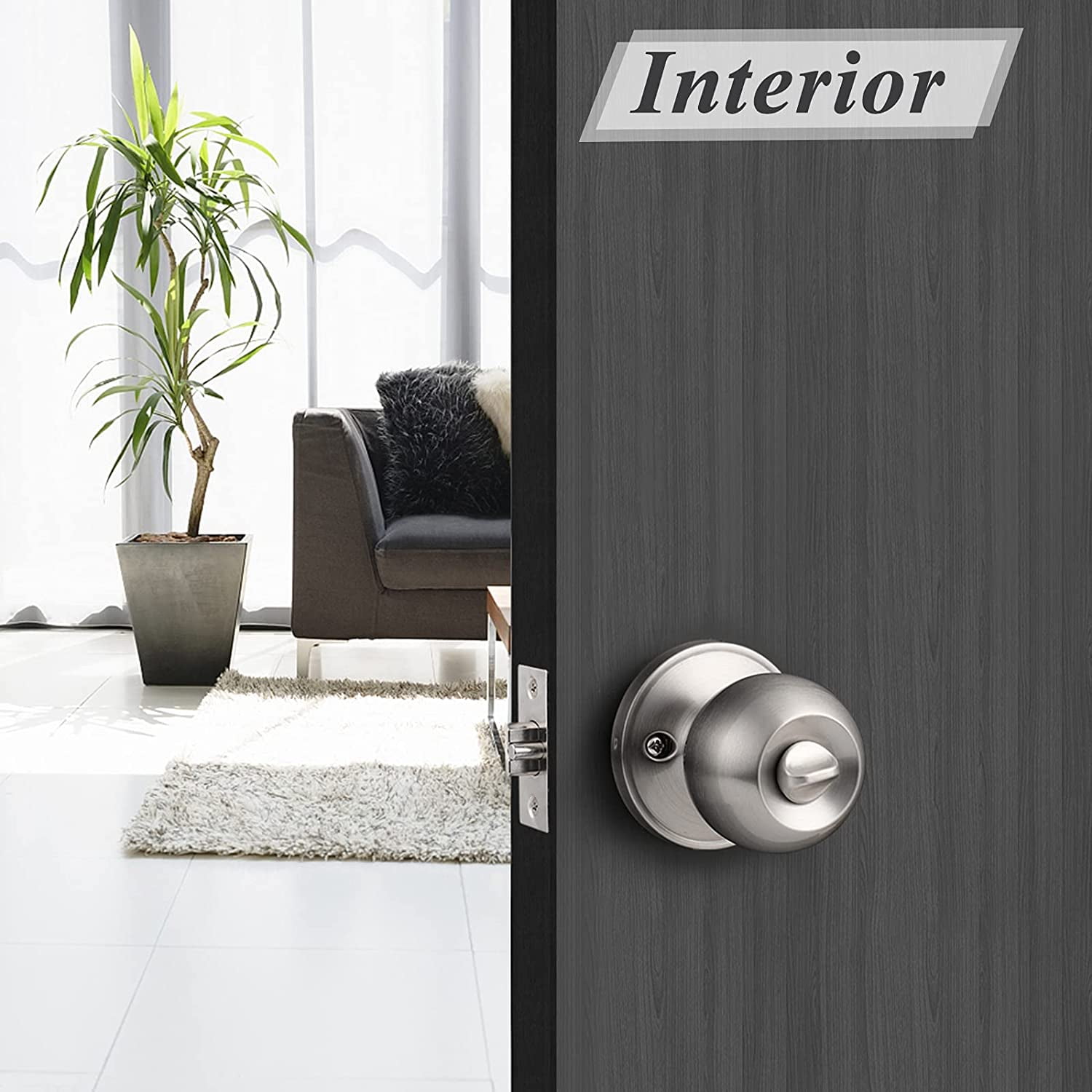 (5 Pack Keyed Alike Door Knobs Combo Pack, Brushed Nickel Ball Entry Door Knobs Entrance Lockset, Interior Exterior Single Cylinder Door Lock