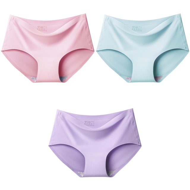 Bragas de seda de hielo sin costuras para mujer, ropa interior cómoda de talla grande, M-XXL de cintura media, múltiples opciones de Color, lencería, 3 uds./Set