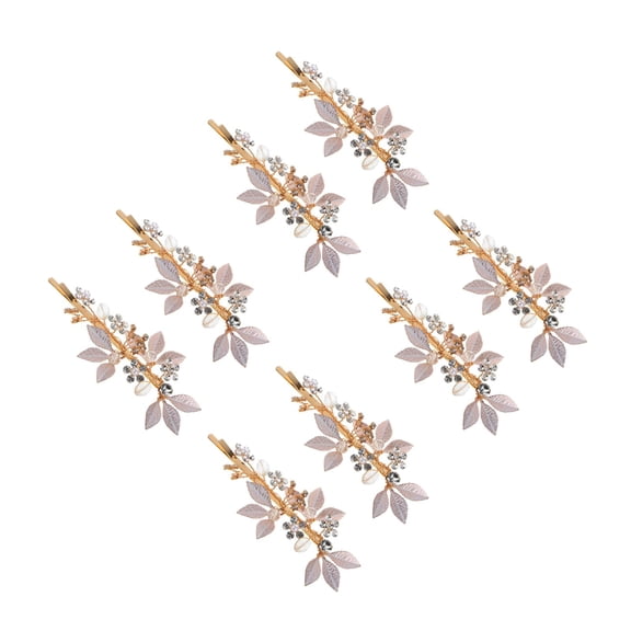 Masteelf 8 pcs Vintage Bridal Hairclip With Rhinestones Leaf Hair Accessories For Women Rhinestone Barrette Bobby Pins Bangs Hair Clip