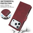 thumbnail image 4 of Wallet Case for iPhone 17, Detachable 2-in-1 PU Leather Flip Folio Case Support MagSafe Wireless Charging, Vintage Card Slots Kickstand Phone Cover for iPhone 17, Red, 4 of 6