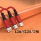 thumbnail image 2 of Cable de carga trenzado de nylon 5 en 1, 119,99 cm de largo, con tipo C, micro USB y conectores., 2 of 14