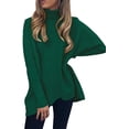thumbnail image 3 of Womens Turtleneck Long Batwing Sleeve Asymmetric Hem Casual Pullover Sweater Knit Tops, 3 of 9
