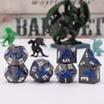 thumbnail image 3 of DND Dice Set Dragon RPG Polyhedral Metal Dice, Gunmetal Blue, with White Numbers, 7 Piece, 3 of 7