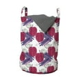 thumbnail image 1 of Fruits Laundry Bag, Fruit Artwork Pattern with Brushstrokes Continuing Organic Elements, Basket with Handles Drawstring Closure for Laundromats, 13" x 19", Magenta Purple and White, by Ambesonne, 1 of 4