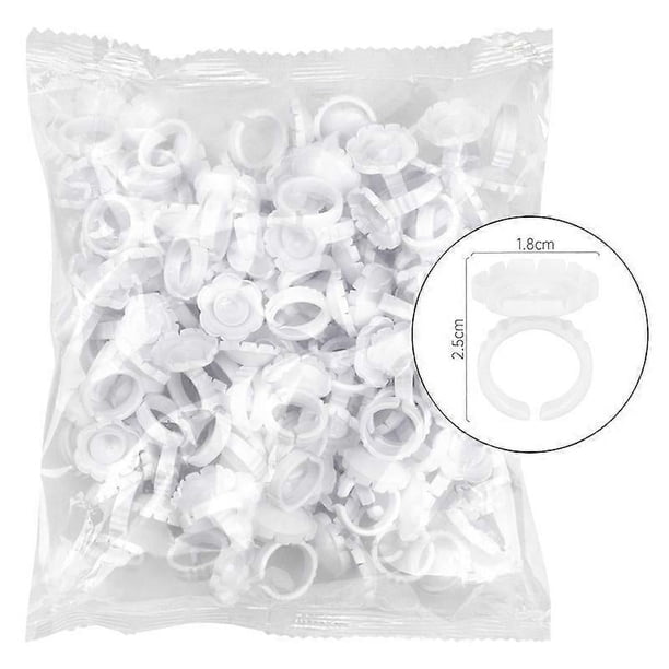 100 soportes para pegamento de pestañas, anillos para pegamento de pestañas, extensiones de pestañas, pestañas voluminosas, soporte de pegamento de pestañas Quick Blossom para pestañas.