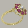 thumbnail image 3 of LBG British Made Solid 10k Yellow Gold Cultured Pearl & Ruby Womens Anniversary Ring - 33 size options - Size 12, 3 of 6