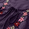 thumbnail image 6 of Blouses for Women Sawvnm Women Vintage Lace Patchwork Bow-Neck Three Quarter Blouses T-Shirt for Women,Purple,3XL, 6 of 6