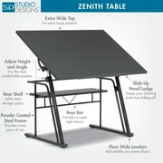 Studio Designs Zenith Height Adjustable, Adjustable Top Drafting Table in Black