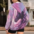 thumbnail image 3 of Uorisanigo Purple Rose Horse Womens Full Zip Up Hoodies Size 2XL Polyester Oversized Long Sleeve Hoodies with Pocket Soft Fall Fashion Sweatshirt, 3 of 7