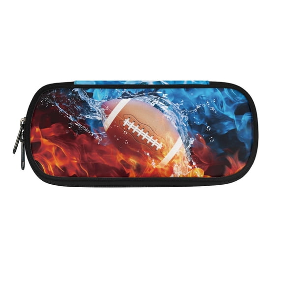 XYZCANDO Football Polyester Stationery Pouch Zipper Soft Pencil Case with Practical, Kindergarten Elementary School Pen Bag for Girls Boys