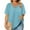 Light Blue, variant on HOMBOM Shirts for Women Green Spring Tunic Short Sleeve V Neck Plus Size Solid Blouse 3XL