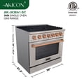 thumbnail image 3 of Akicon 36" Slide-in Freestanding Professional Style Gas Range with 5.2 Cu. Ft. Oven, 6 Burners, Convection Fan, Cast Iron Grates & Blue Porcelain Oven Interior, in Stainless Steel with Copper, 3 of 9
