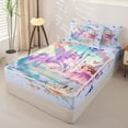 thumbnail image 2 of Metsweet Magical Horse Zipper Twin Comforter Sets with Fitted Sheet and 2 Pillowcases, Princess Butterfly Castle Unicorn Zipper Bedding Set, Light Blue,4-Piece,Navy Blue Reversible, 2 of 6