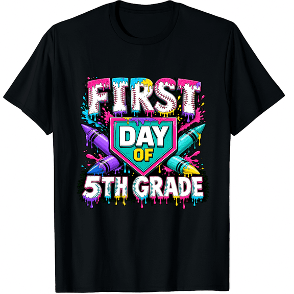 KeHetSoft 5th Grader First Day Paint Splash Cotton Unisex T-Shirt
