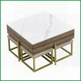 thumbnail image 6 of Modern Lift-Top Coffee Table Set with 4 Ottomans, Space-Saving Storage for Living Room, White/Walnut, 6 of 26