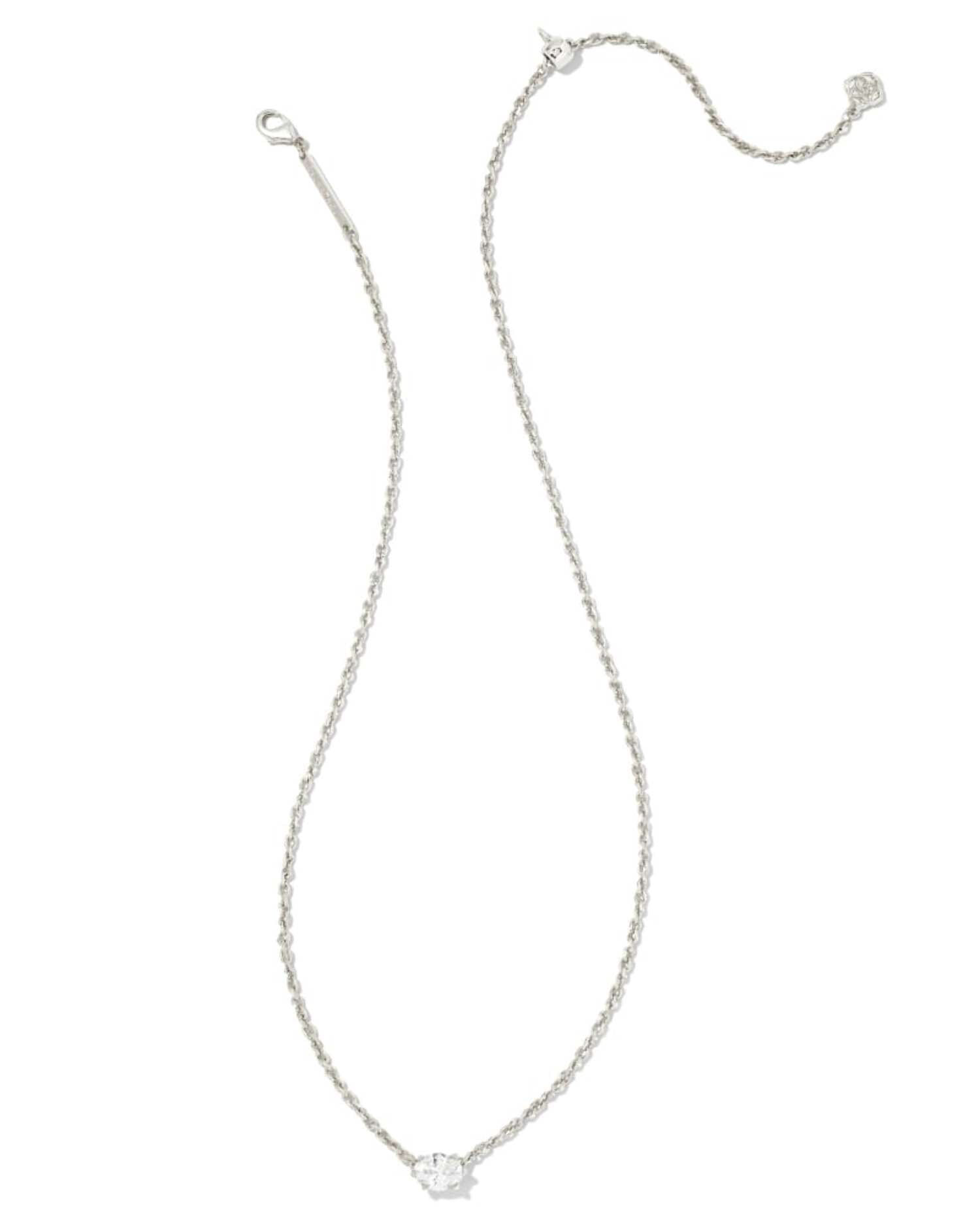 Kendra Scott Cailin Silver Pendant Necklace in White CZ