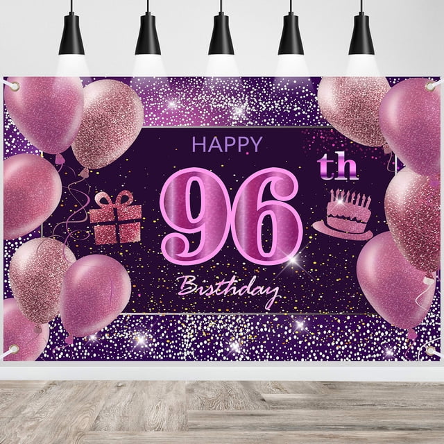 Decoraciones de 96 cumpleaños para niñas IMISI Pancarta de Feliz Cumpleaños Decoraciones Rosas para una Fiesta de cumpleaños Telón de Fondo para Mujeres