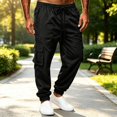 thumbnail image 2 of Men's Cargo Pants Elastic Waist Drawstring Jogger Pants with Pockets, 2 of 6